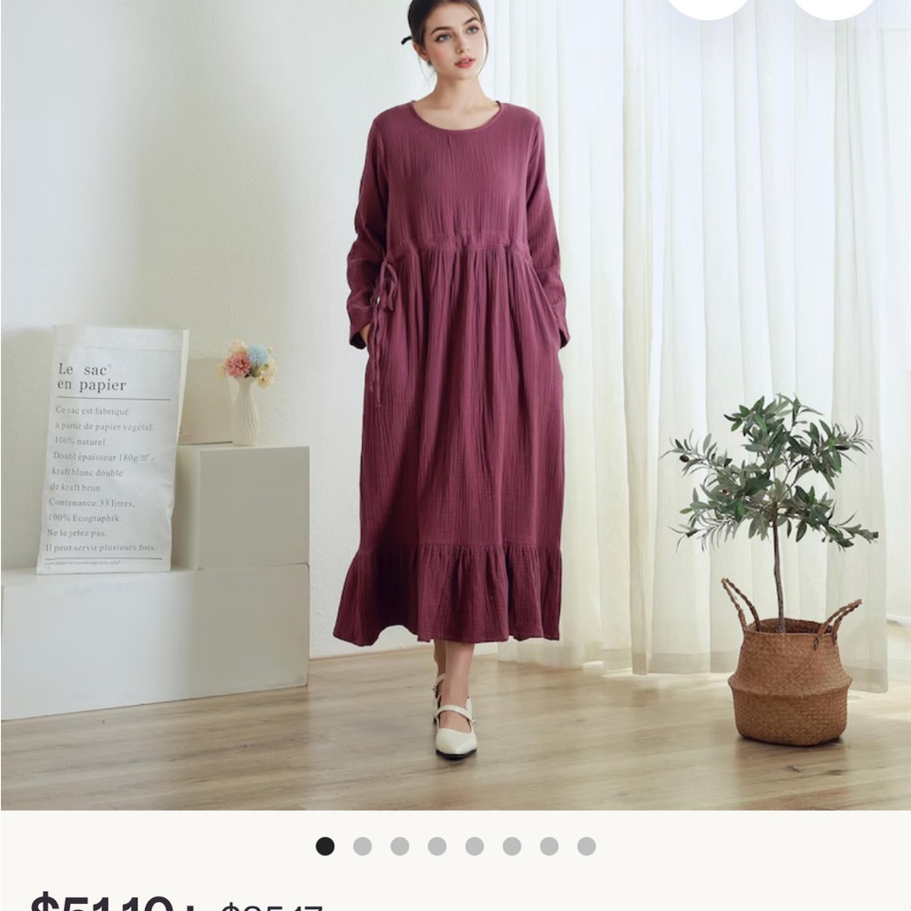 Muslin 100% Organic Cotton Hand Tailored Midi Dress